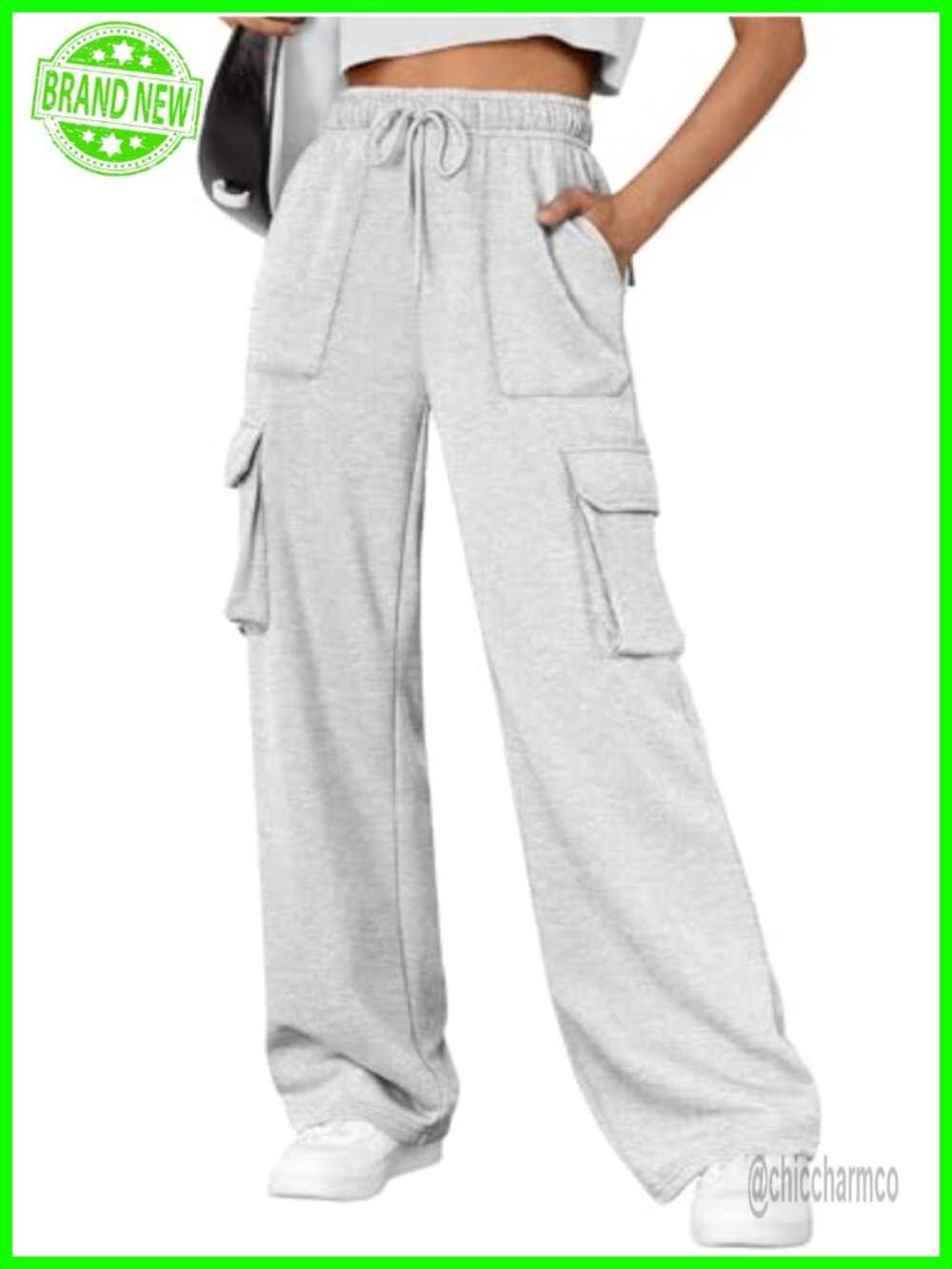 Wide Leg Cargo Sweatpants Baggy Parachute Joggers High Rise Pull On